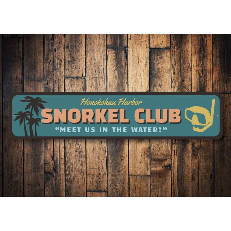 Plaque en aluminium Snorkel Club, H 4 po x l 18 po x P 0,04 po