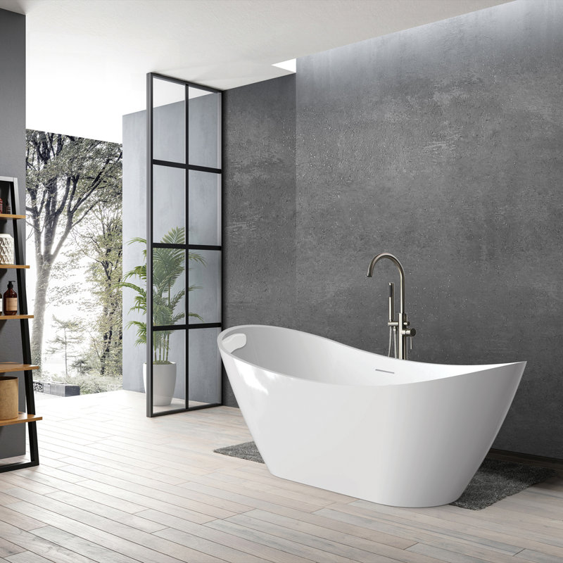 Transolid 59 L x 30.75 W x 26.75 H Freestanding Bathtub, In White