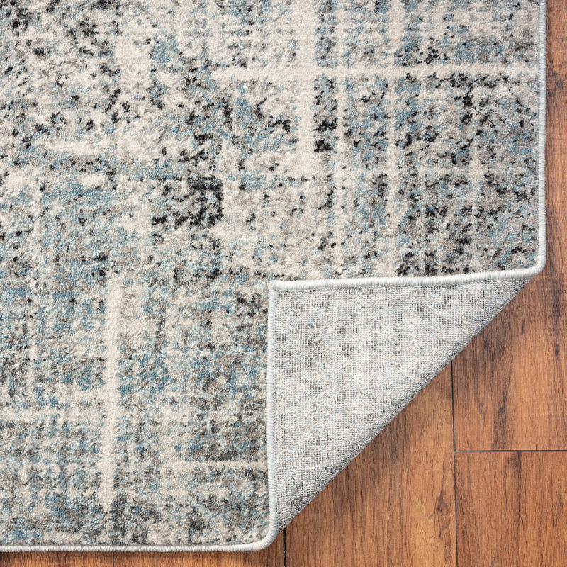 Abstract Area Rug in Grey, Rectangle 2' x 3'