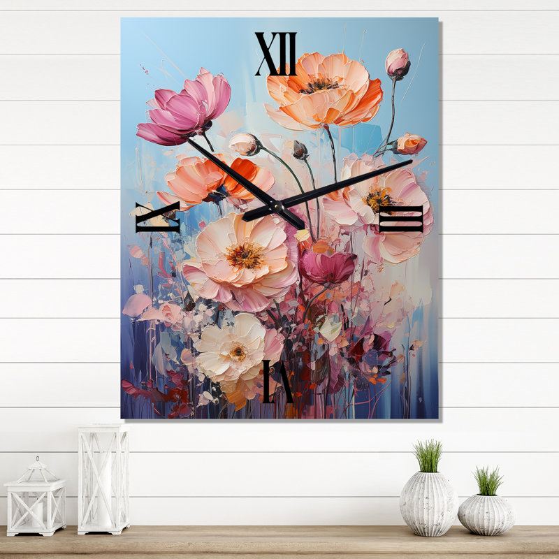 Delorese - Horloge murale champ de fleurs, Petit