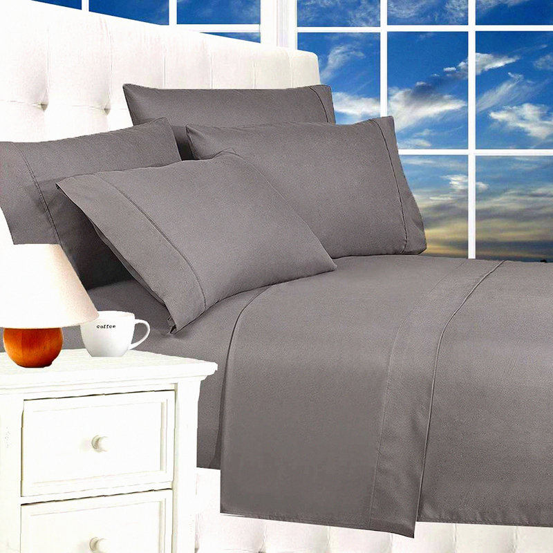 Premier Comfort 1800 Luxury Bedding Set - Wrinkle-Free Sheets with Deep Pockets - Hotel Quality 4-Piece Bed Sheet Set, Gray