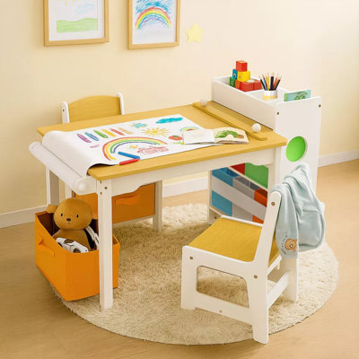 Kids Table and Chair Set with Storage, Toddler Activity Table, 393.8*17.8 Inch Paper Roll