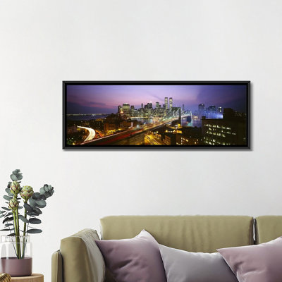 « immeubles allumés the night world trade center new york », reproduction de photo sur toile