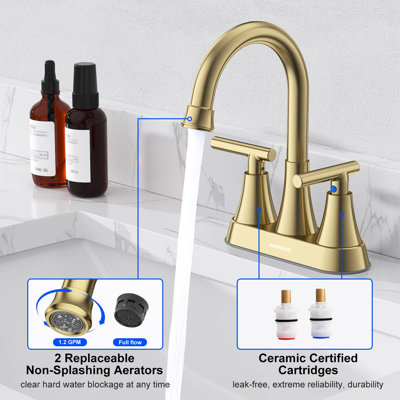 2-handle Bathroom Faucet with Drain Assembly
