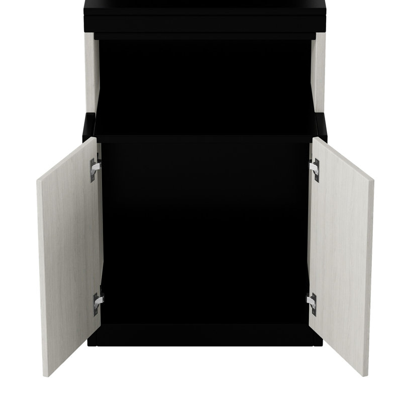 Lit noir + blanc avec bureau et rangement pour optimiser l'espace dans la chambre à coucher, espace noir et blanc