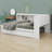 Stylish Wood Daybed Frame with Storage Shelves, Drawers, USB Ports & LED Lights-1334432406
