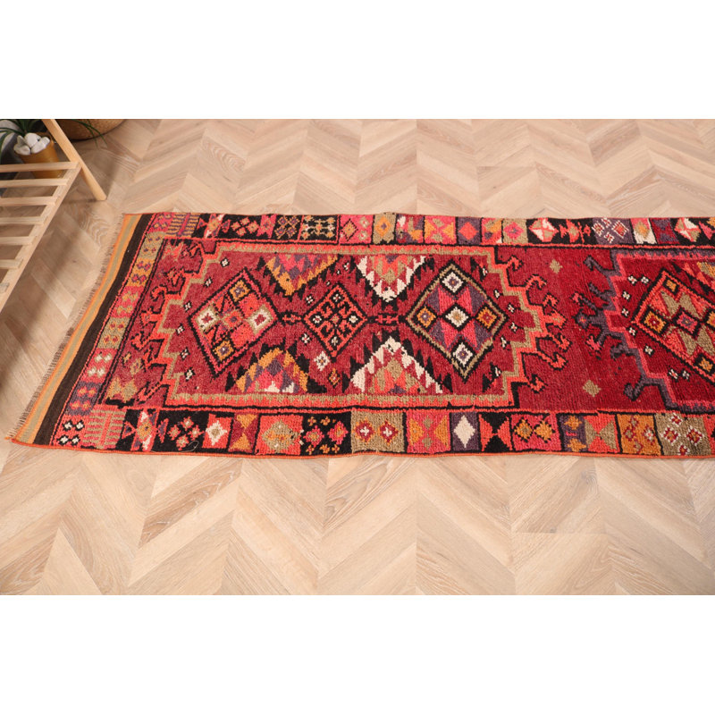 Handcrafted Vintage Turkish Runner Rug in Pastel Pink Ideal for Enhancing Hallway Elegance