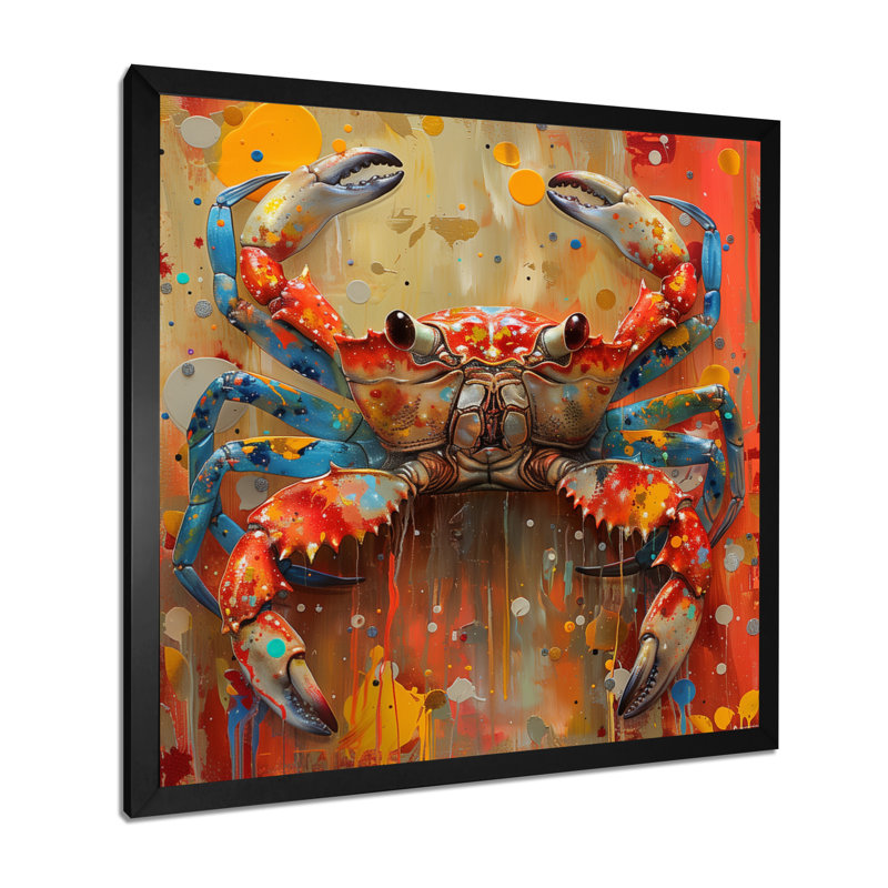 «Orange Jaune Cancer Constellation II - Astronomie Cancer», art mural, Toile encadrée noire simple
