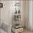 Modern Glass Display Cabinet with Drawer , Quick-assembly Antique Cabinet with LED lights, Tempered Glass Bookshelf,  1-Door Storage Case with 4 Shelves  for Living Room and Bedroom-1009241281