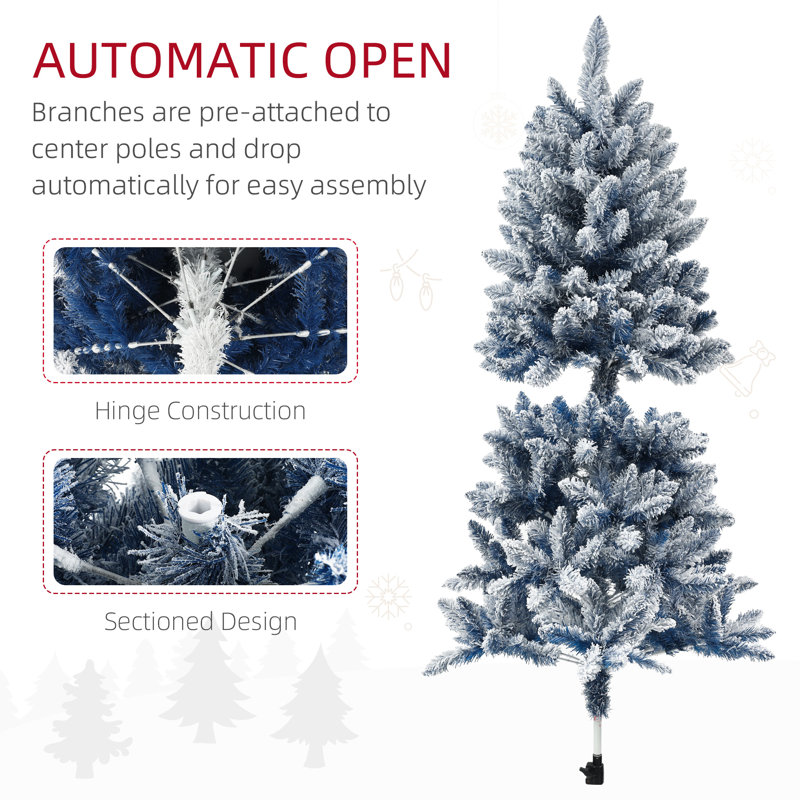 Arbre de Noël artificiel avec branches enneigées, charnières, 5'
