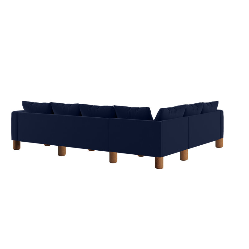 Essential 6-Seat Corner Sectional, Indigo Recycled Velvet, Cylinder