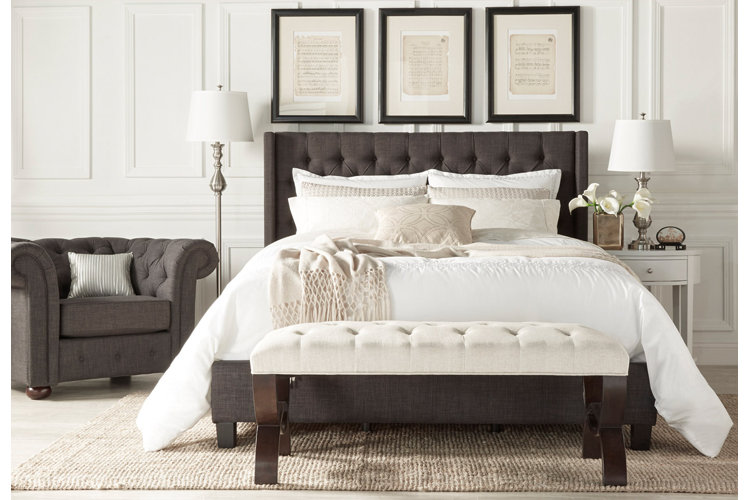 traditional bedroom with white comforter set