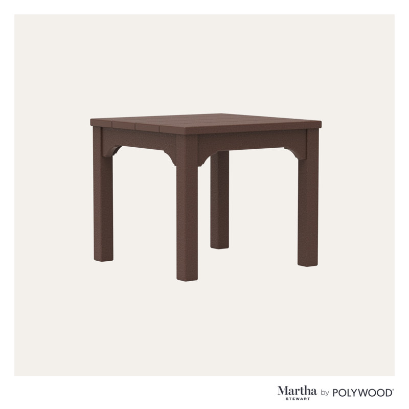 Chinoiserie Square Plastic Outdoor Side Table, Brown
