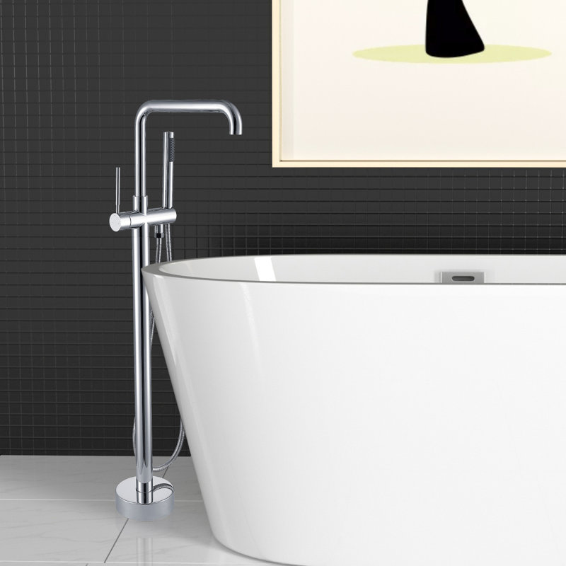 Robinet de baignoire autoportant avec douche à main -. , Robinet de salle de bain manuel. Fabrication en métal. Jet complet pour une désinfection efficace. Forme élégante et compacte. 6,14 po de largeur, profondeur, 41,2 po
