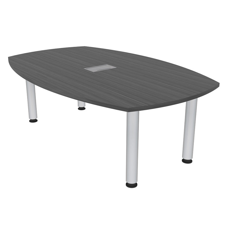 Table de conférence Pavert Arc Boat avec pied rond en métal | Unité électrique, H 30 po x l 120 po x P 48 po, Asian Night
