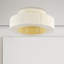 Abbie 1 - Light 17.17 " Modern Cream  Rattan Double Dimmable Metal Drum Flush Mount Lighting Fixture For Living Room/Bedroom-195527198-194526172