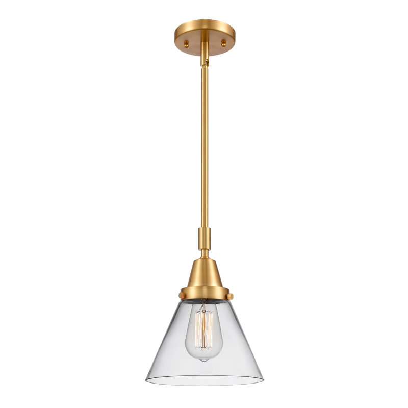 Luminaire suspendu conique 1 lumière Ashwath, H 44,12 po x l 8 po x P 8 po, Transparent, Or satiné