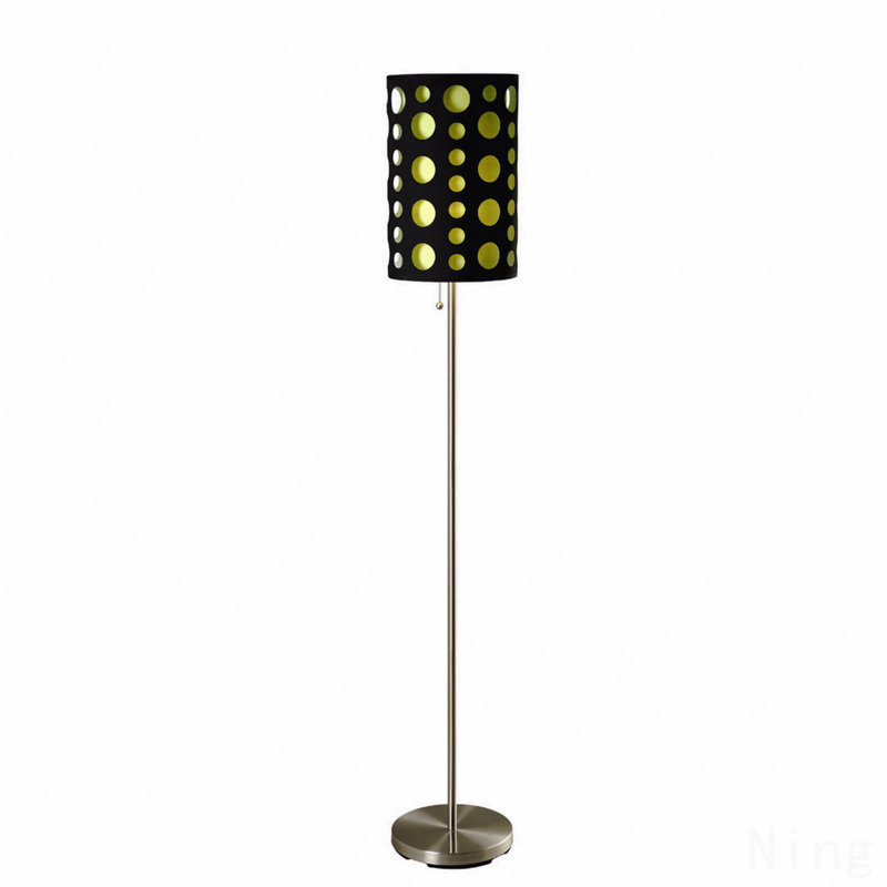 66" Tall Metal Floor Lamp, Retro Design With Black And Green Shade, Black/Green