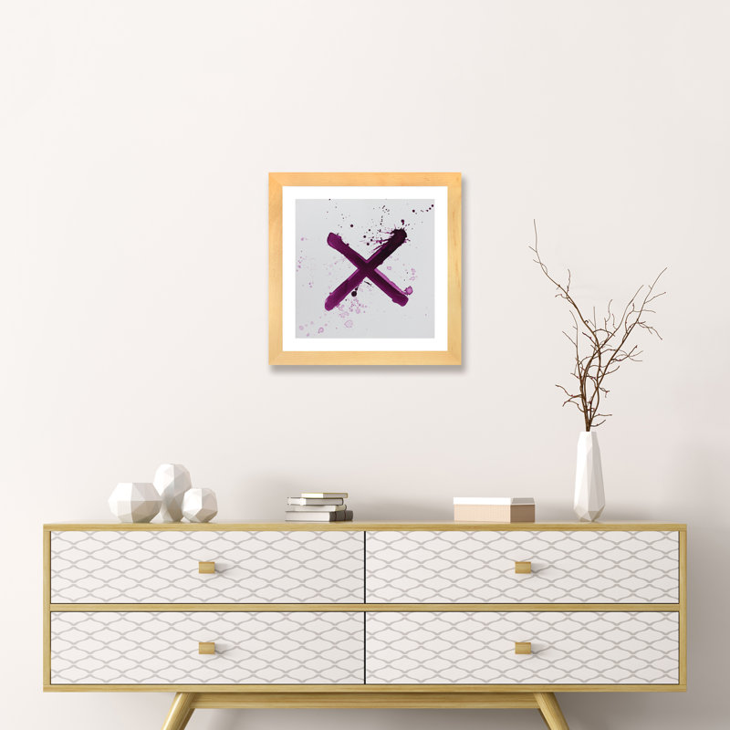 «X's and O's I» par Kent Youngstrom - reproduction d'art, H 16 po x l 16 po x p 1 po, Papier encadré de bois jaune