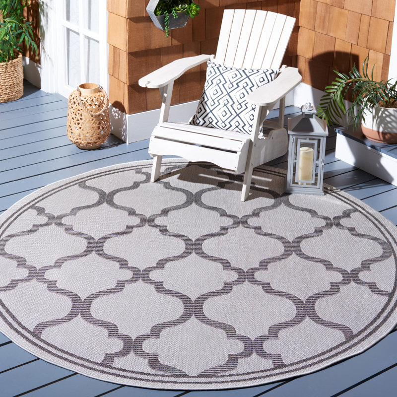 Bermuda Performance Machine Washable Geometric Indoor/Outdoor Area Rug, Round 6'7"