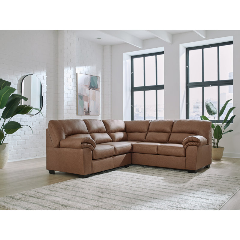 Canapé modulaire 2 pièces Skandar, 38" H x 94" W x 92" D, Similicuir brun