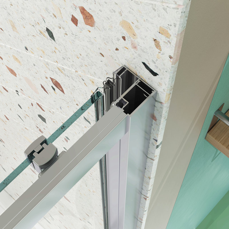 Porte de douche coulissante, porte coulissante, avec verre trempé de 1/4 po