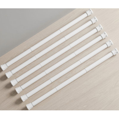 Tringle à rideaux 6 pièces sans tension blanche 6 pièces, ressort réglable 28-48 po pour fenêtre, porte, placard, salle de bain, cuisine