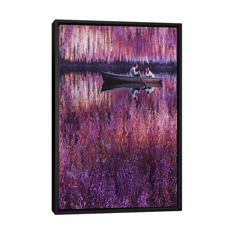 Reproduction d’art, "Wisteria Impessionism" par Hobopeeba, Toile avec cadre noir, Pas de tapis, H 48 po x l 32 po x P 1,5 po