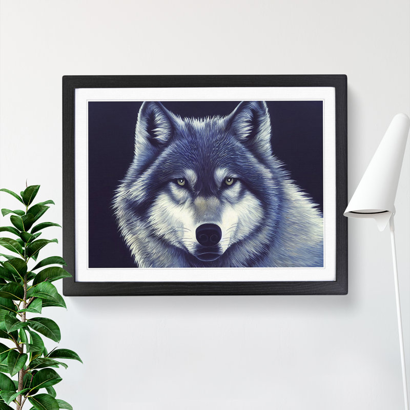 XH1022-10275X Wolf Portrait Vol.5 - Single Picture Frame Print, Black , 25cm H x 34cm W
