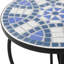 Table d'appoint d'extérieur avec céramique élégante: pieds en fer bleu et blanc