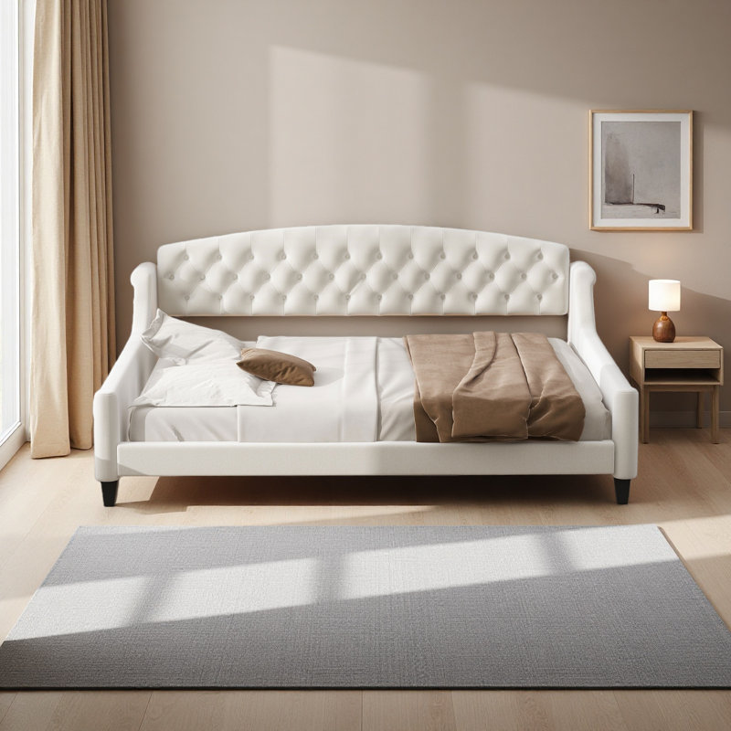 Lit de jour capitonné Modern Luxury, Beige, Complet/Double