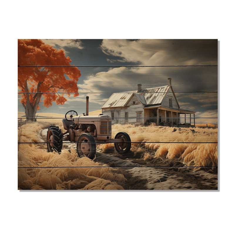 «Farmhouse Tractor», impression sur bois, H 30 po x l 40 po x P 0,78 po
