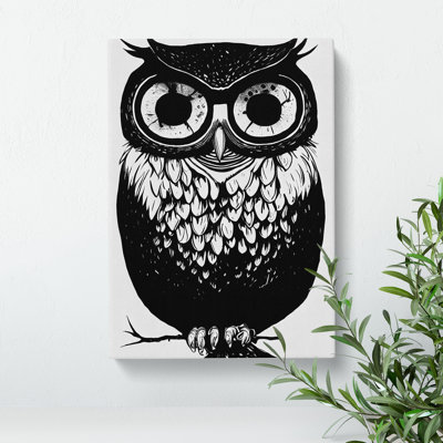 Owl Monochrome No.3 - Wrapped Canvas