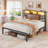 Bed with Storage Headboard, RGB LED Lights & USB Charging - Multi-Tier Shelves, Full/Queen/King-1139742167-1139742166