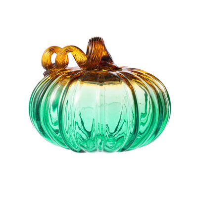 5.75"D  Gradient Turquoise Glass Pumpkin