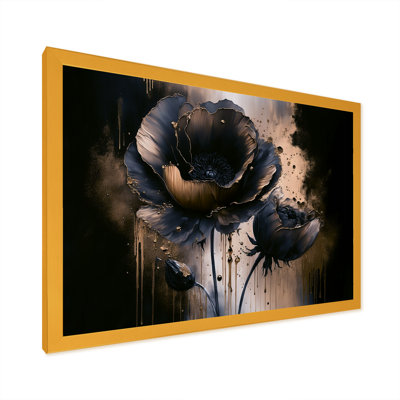 «Black and Gold Popy Flowers I» - reproduction sur toile