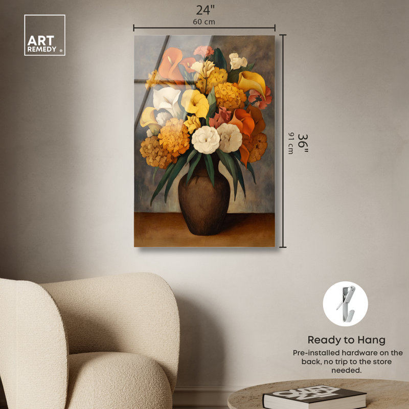 Art floral de cuisine jaune souci jaune I, par Art Remedy, prêt à accrocher, 24 x 36, 36"H x 24"W, High-Gloss Acrylic Print