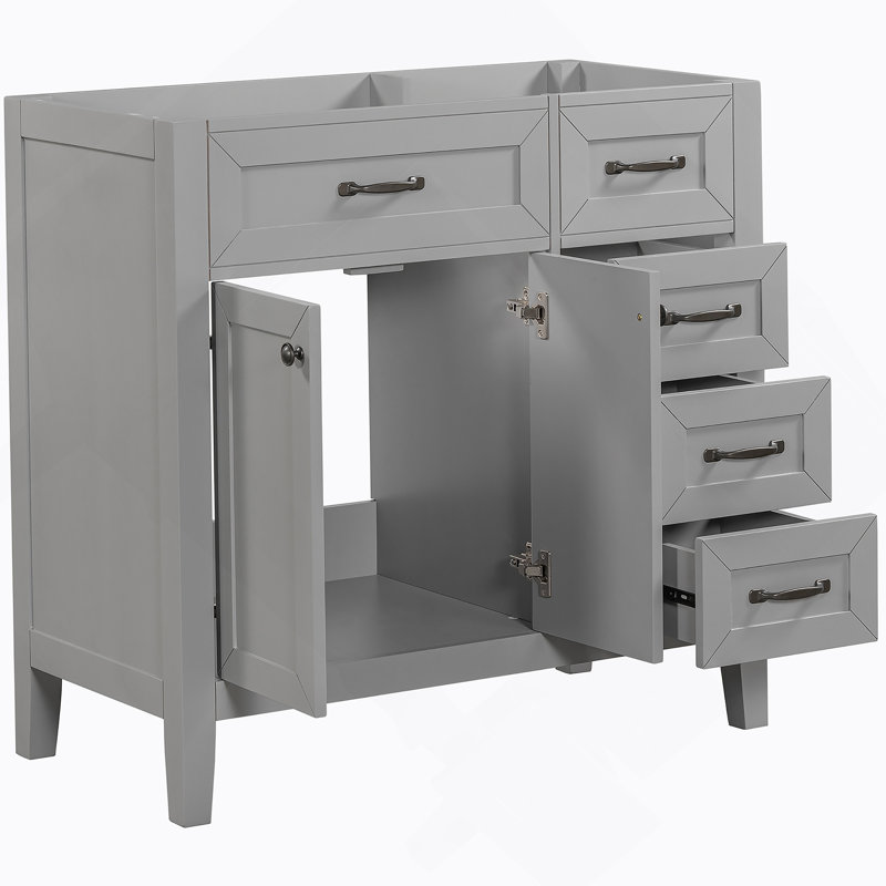 Meuble-lavabo 36 po sans lavabo, base d'armoire seulement, armoire de salle de bain, Gris