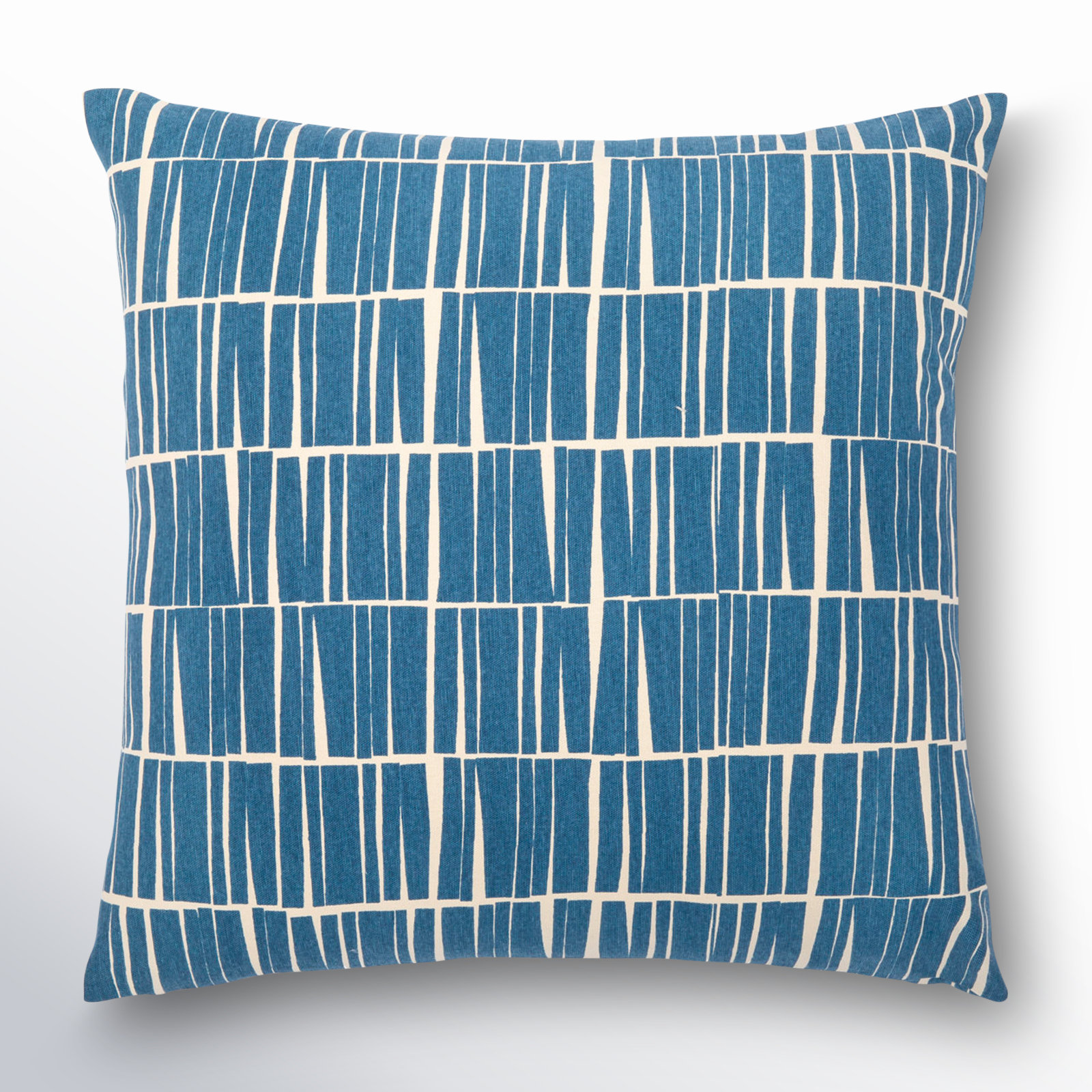 Barrone Cotton Throw Pillow, 18" x 18", Dark Blue/Beige