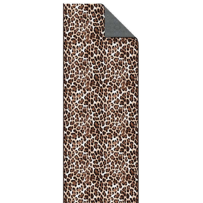 Kaira Soft Non-Slip Indoor Leopard Rug, Runner 1'10.5" x 5', Leopard