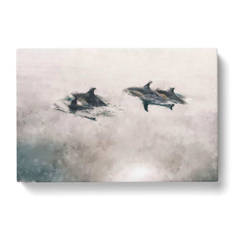 Swimming Dolphins - Wrapped Canvas, 35cm H x 60cm W x 3cm D