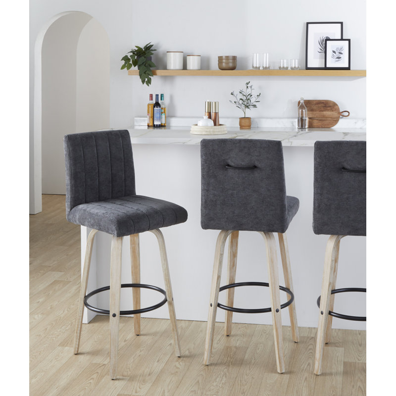 Tabourets de bar à hauteur fixe de 30 po Harrison avec pieds en bois courbé et repose-pieds rond