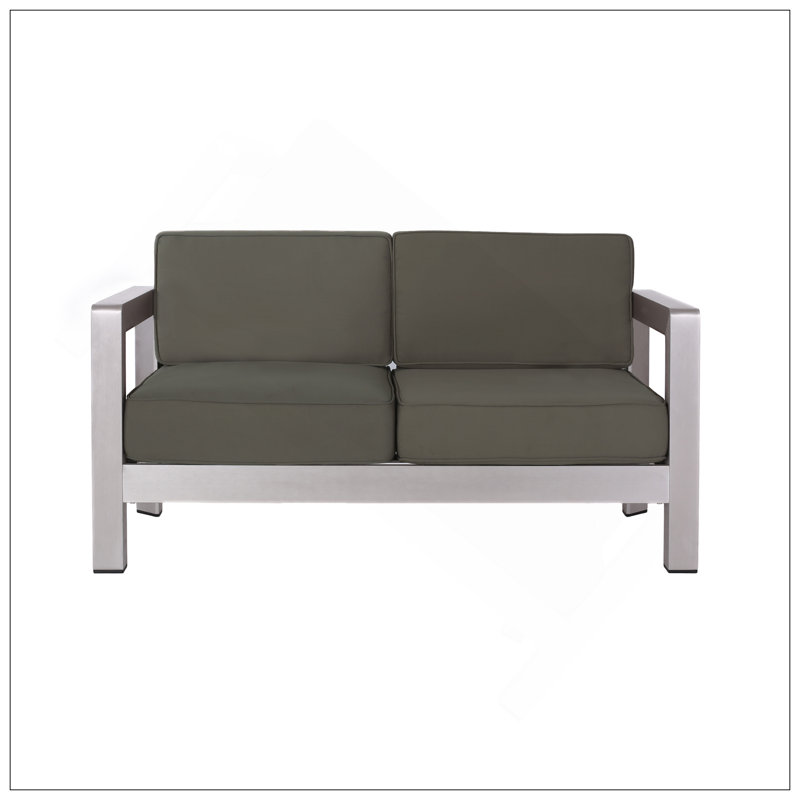 Luxurious Outdoor Loveseat With Aluminum Frame, Deep Seating, And Low Profile For Compact Spaces, Dark Green