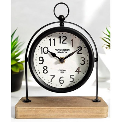 Modern & Contemporary Numerical Metal Tabletop Clock – Matte Black Quartz Clock with Crystal Face for Stylish Home or Office
