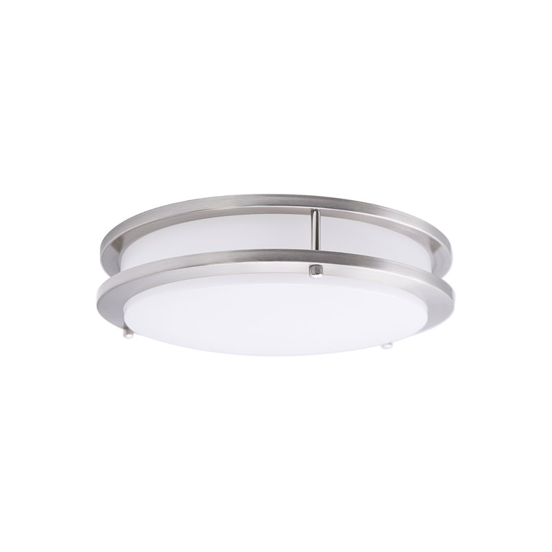 Plafonnier encastré 14 po à DEL, plafonnier DEL à intensité variable 24 W, blanc chaud 3000 K et nickel brossé, 3000 K