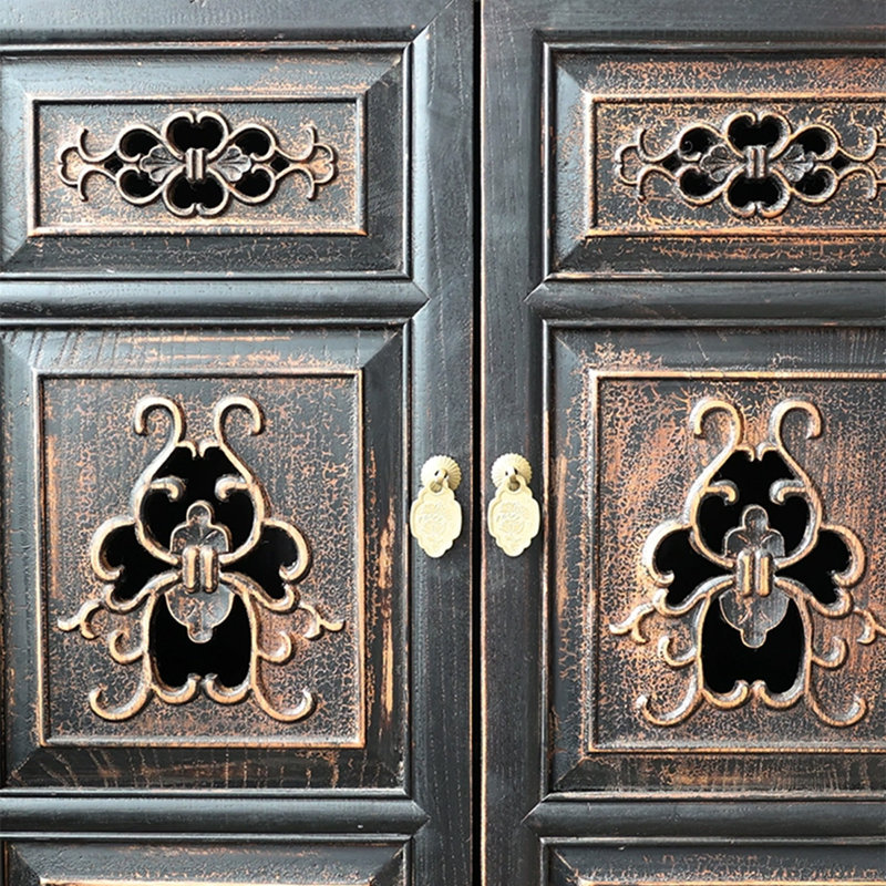 Modern Black Solid Wood Accent Cabinet