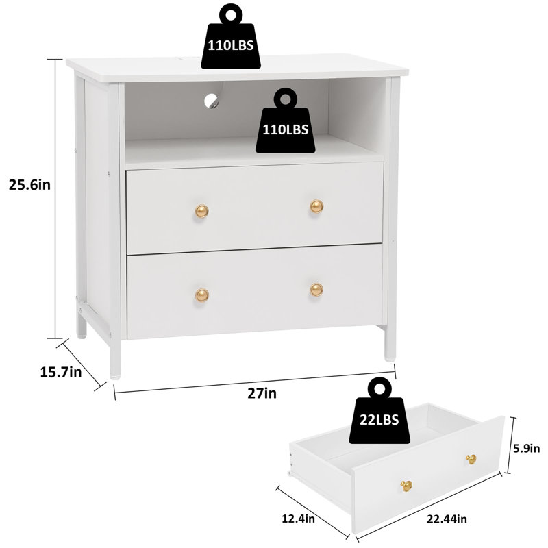 Grande table de chevet 27 po, Blanc