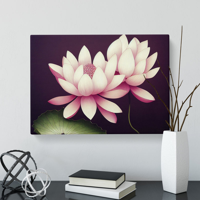 Peaceful Lotus Flowers - Wrapped Canvas, 35cm H x 50cm W x 3cm D