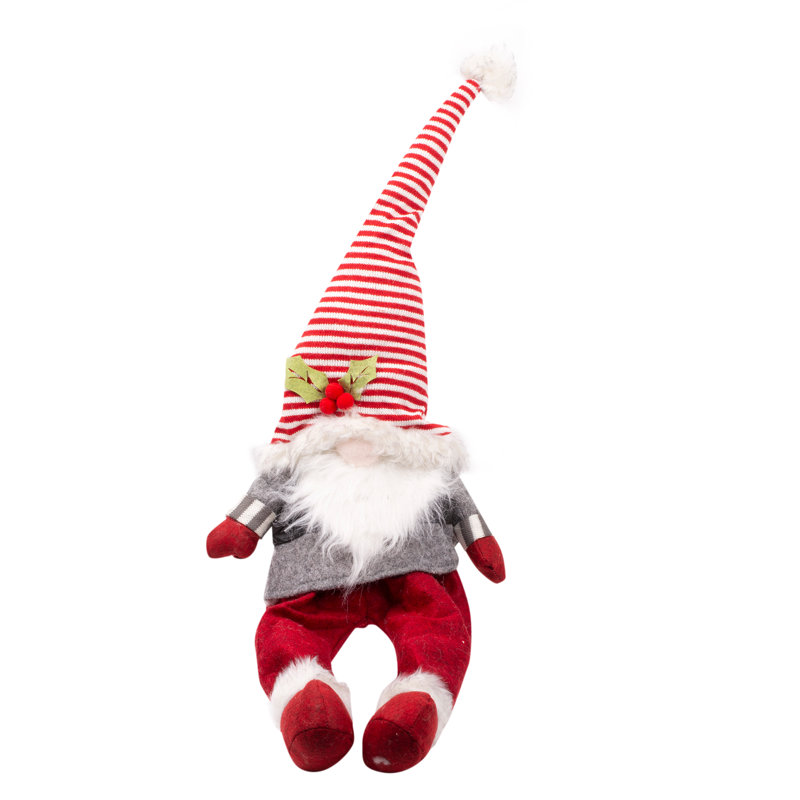 Gnome de père Noël assis sur une table en polyester 25 po
