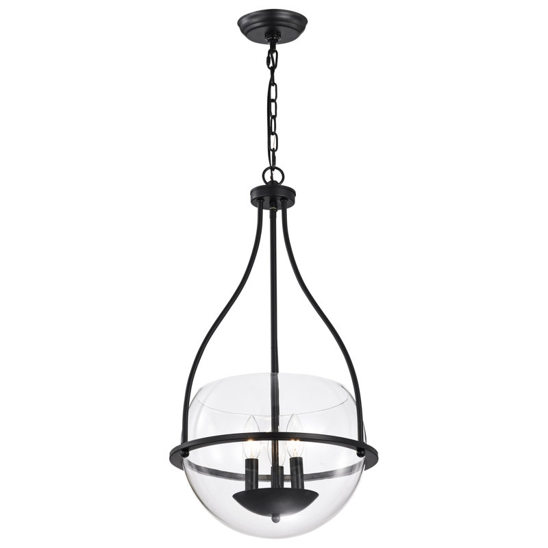 Luminaire suspendu bol 3 lumières Wewoka, Noir mat